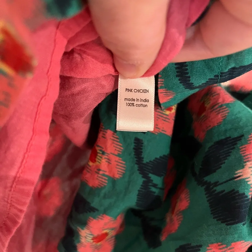 Pink Chicken Green and Pink Floral Kids Dress - Picture 4 of 5